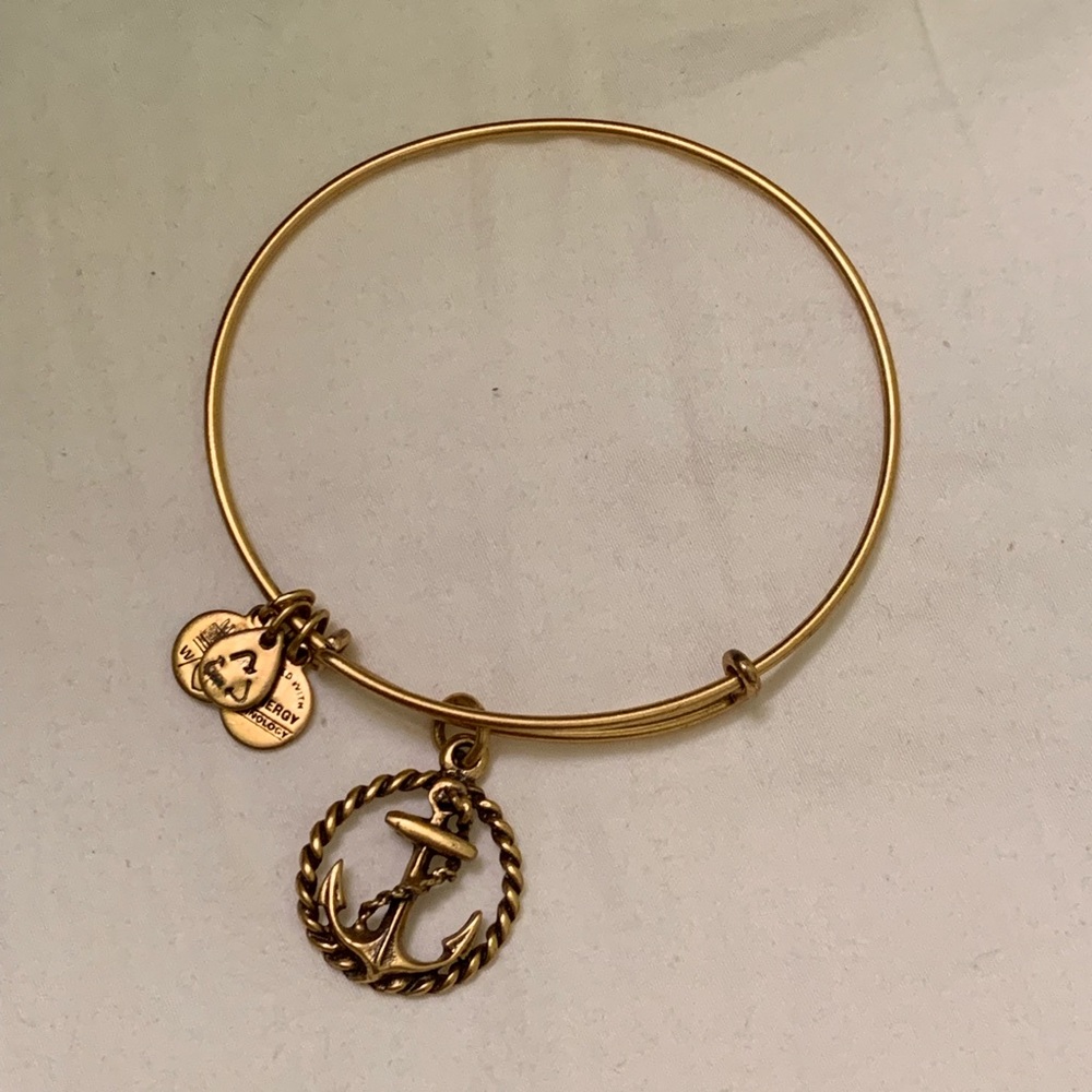 SOLD Alex and Ani gold anchor and rope bracelet